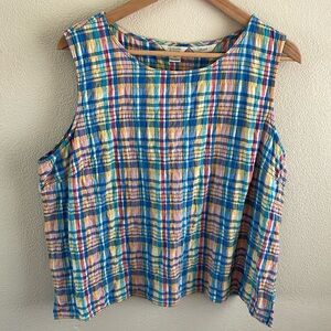 Christopher & Banks plaid cotton tank top women’s | size XL